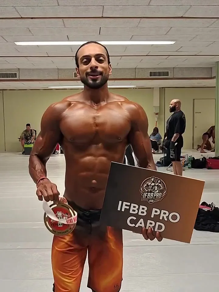 An IFBB Pro Card, won in Switzerland
